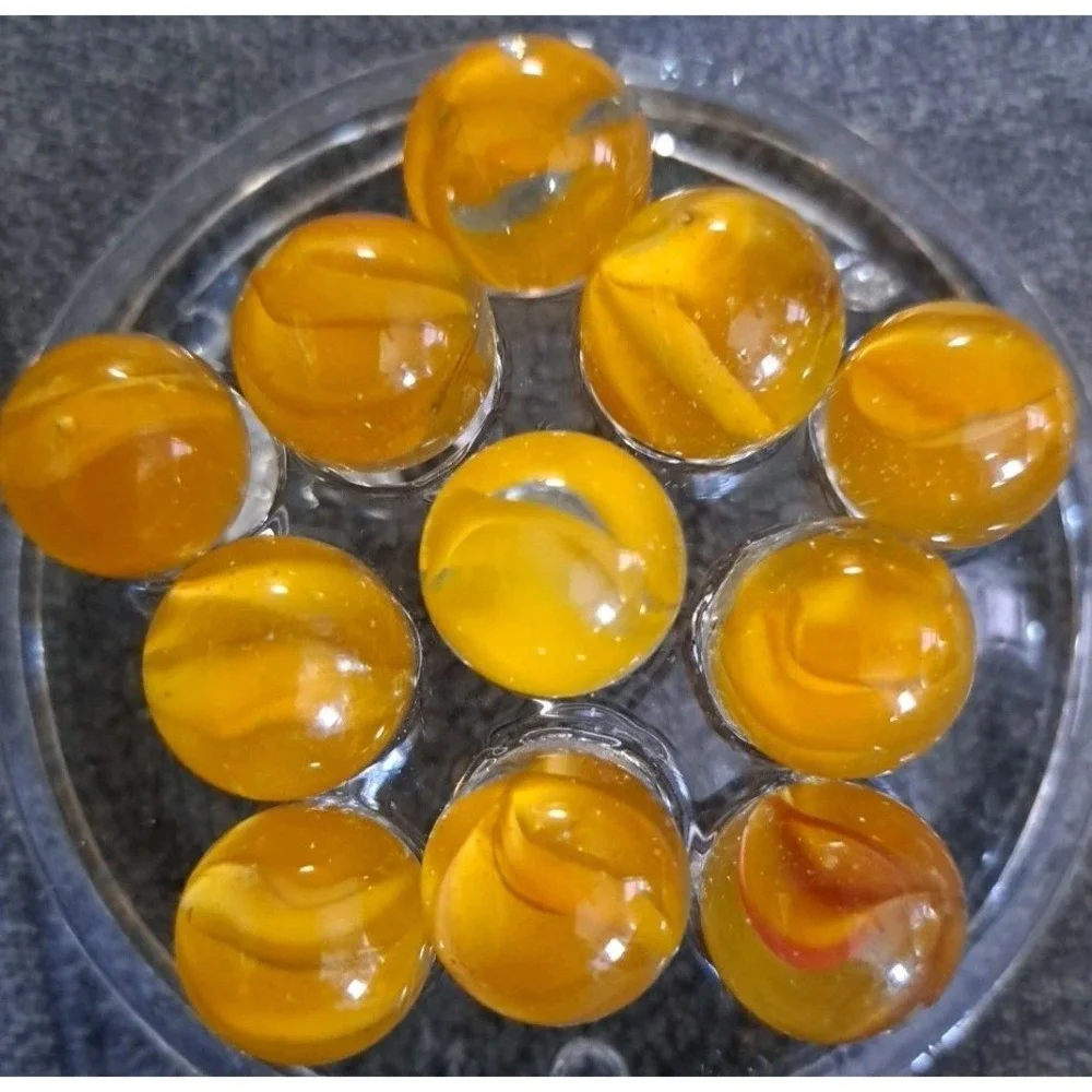 Lot Of 11 Estate Sale Marbles Orange Cats Eye